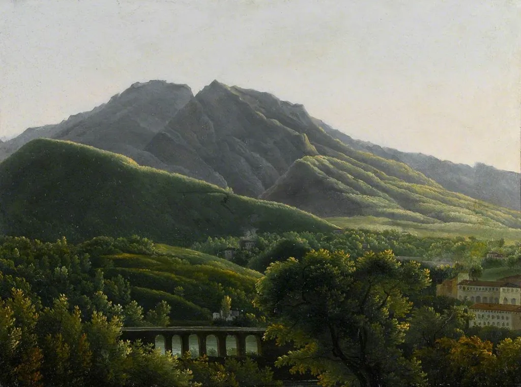 View of the bridge and the town of Cava, Kingdom of Naples, by Jean-Joseph-Xavier Bidauld, oil, 1808