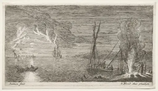 A Bonfire and Moonlight, by Jean Le Blond