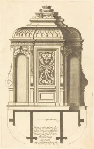 Plan et elevation des plus beaux confessionnaux de Paris, tres fidelemant mesure, by Jean Le Blond