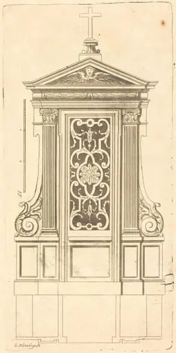 Plan et elevation des plus beaux confessionnaux de Paris, tres fidelemant mesure, by Jean Le Blond