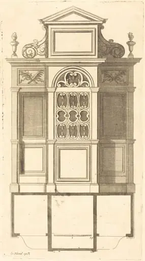 Plan et elevation des plus beaux confessionnaux de Paris, tres fidelemant mesure, by Jean Le Blond