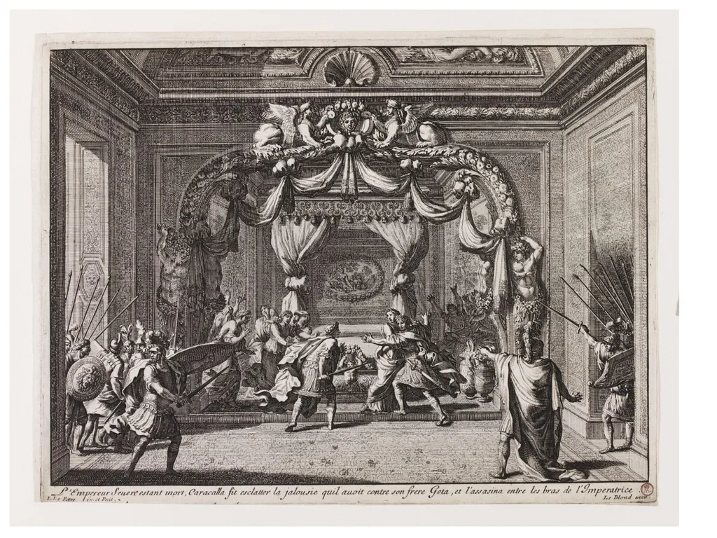The Emperor Caracalla killing his brother, by Jean Le Pautre, 1670