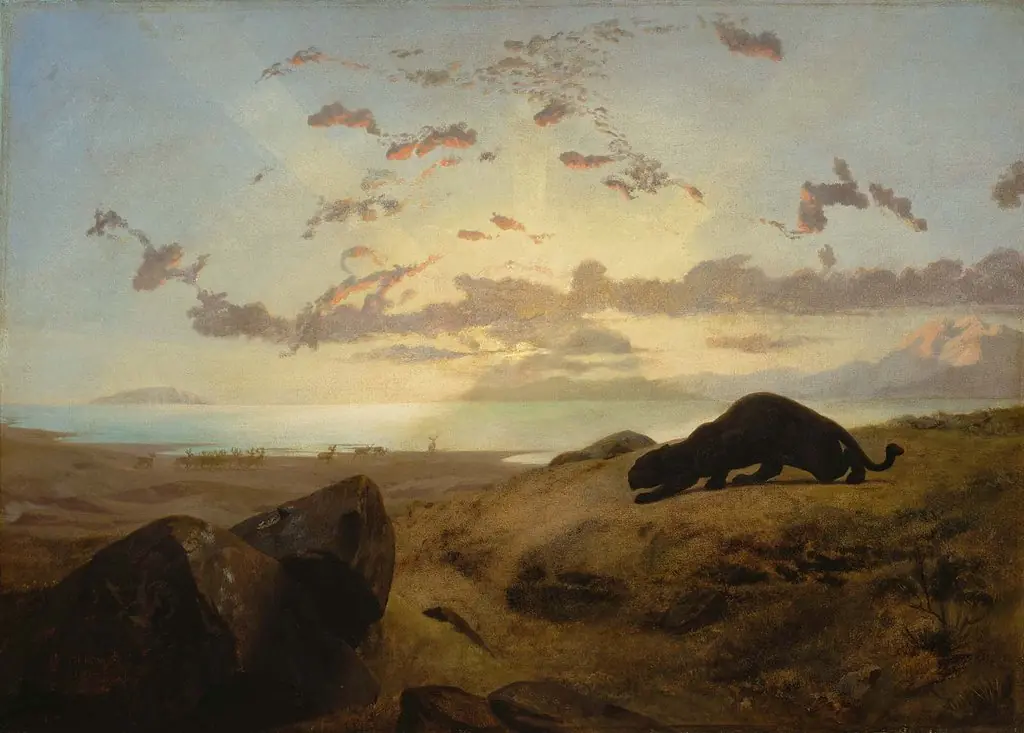 Black Panther Stalking a Herd of Deer, by Jean Léon Gérôme