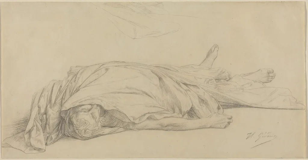 The Dead Caesar, by Jean-Léon Gérôme, graphite, 1859