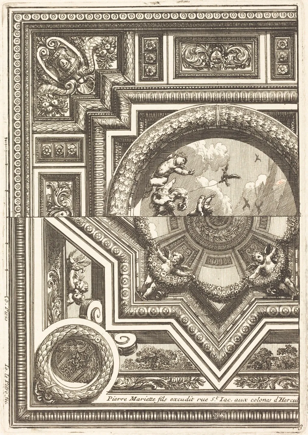 Quarts de plafons, by Jean Lepautre, ink, 1650