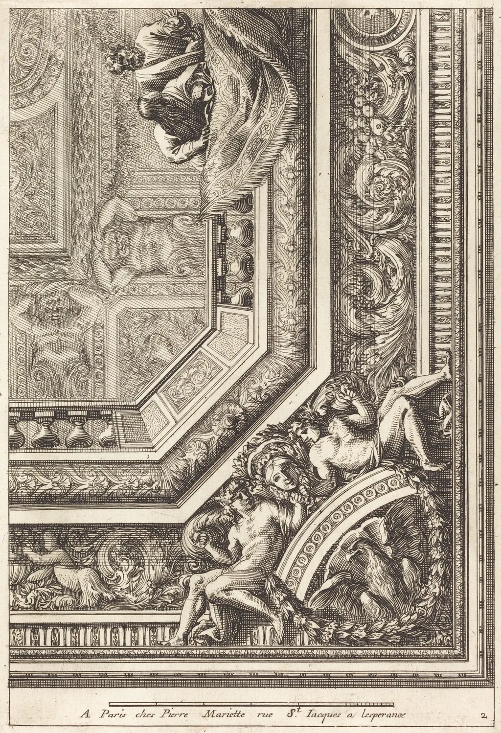 Quarts de plafons, by Jean Lepautre, ink, 1650