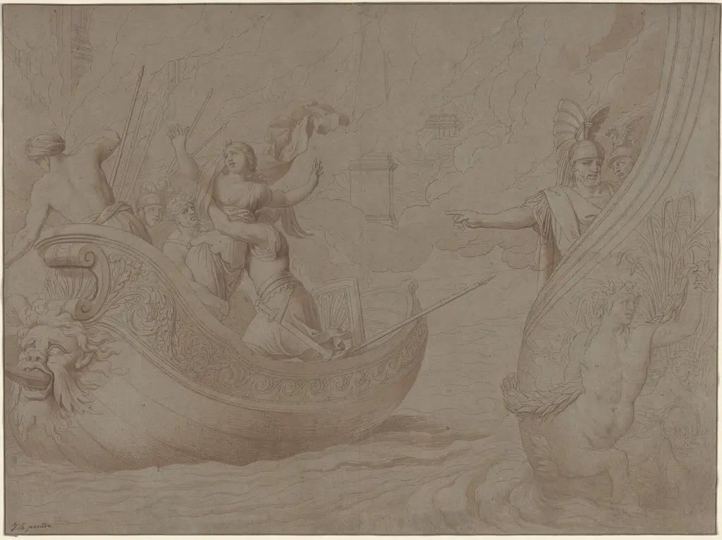 The Abduction of Helen of Troy, by Jean Lepautre, ink, 1650