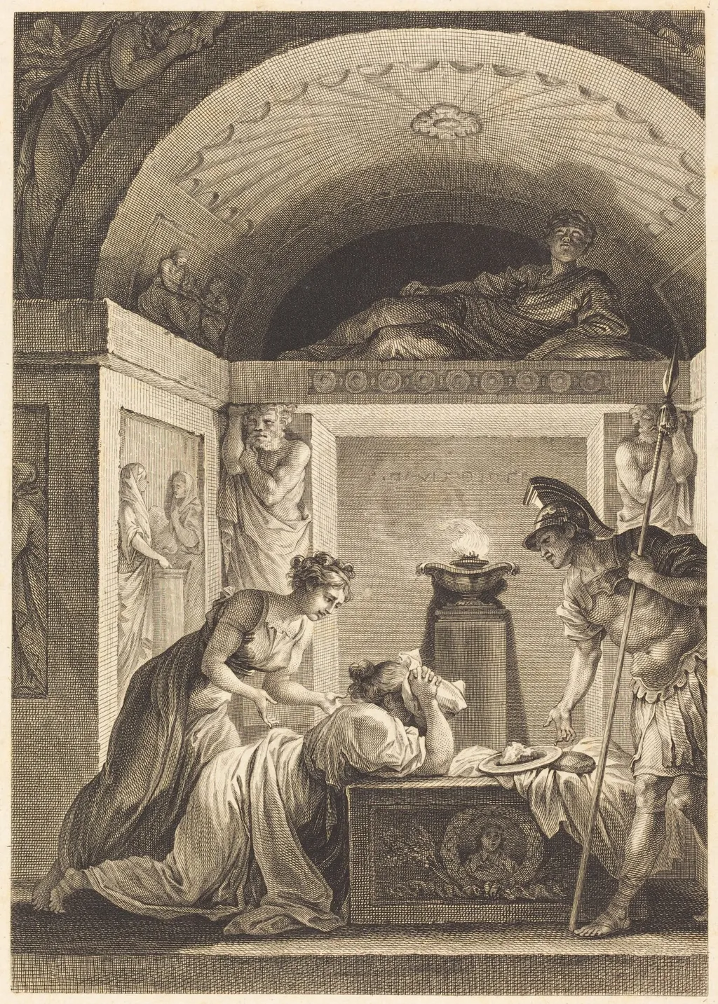 La matrone d'Ephese, by Jean-Louis Delignon, ink, 1793