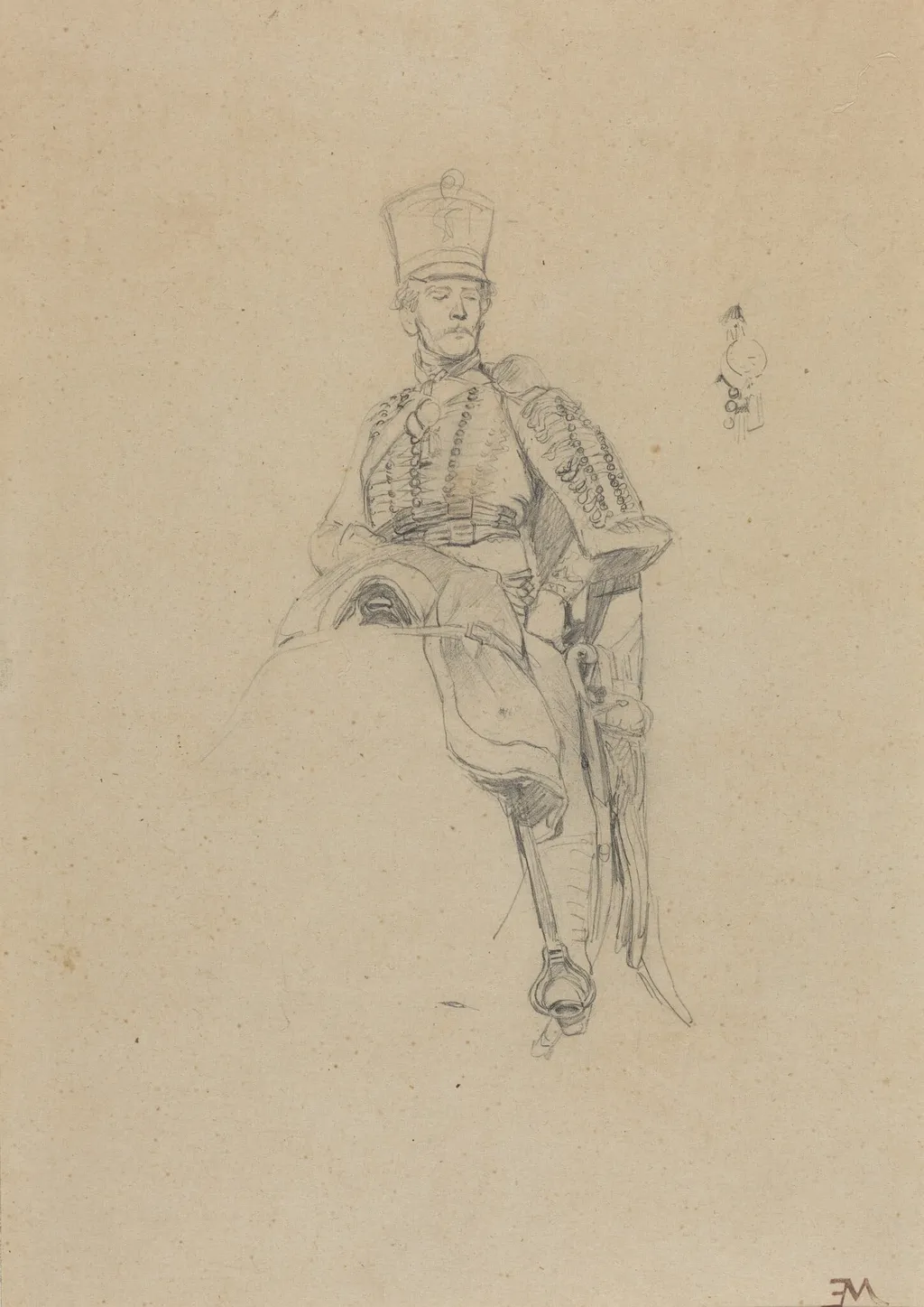 A French Hussar, by Jean-Louis-Ernest Meissonier, graphite, 1865