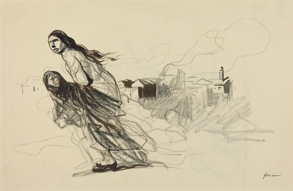 a) After Douai (recto); b) Untitled (verso), by Jean-Louis Forain, ink, 1918