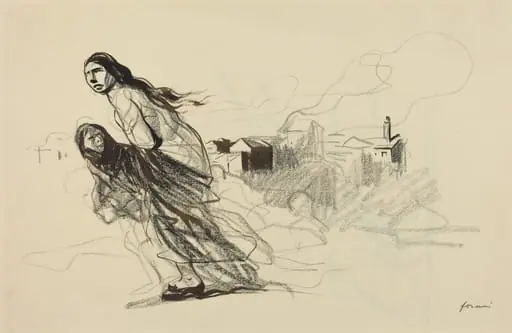 a) After Douai (recto); b) Untitled (verso), by Jean-Louis Forain