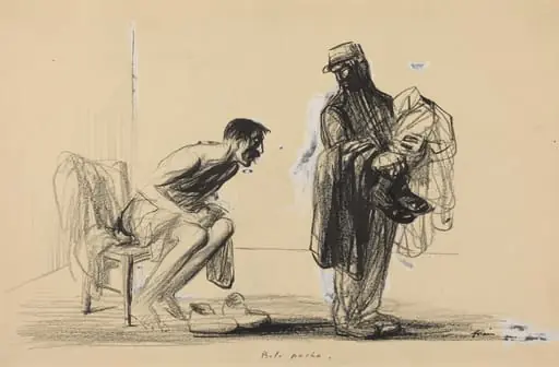 a) Bolo pacha (recto); Study for Bolo pacha (verso), by Jean-Louis Forain