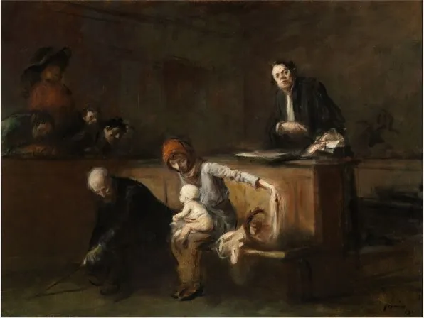 A Court Scene, by Jean-Louis Forain, oil, 1901