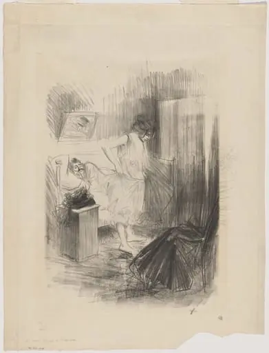 a) L'amour à Paris (Love in Paris) (recto); b) Untitled (verso), by Jean-Louis Forain