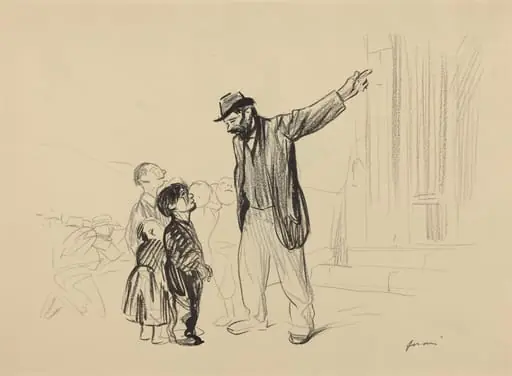 a) L'Englise de leurs peres (recto); b) Man with Cigarette (verso), by Jean-Louis Forain