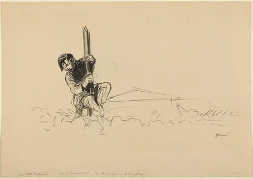 a) La fête nationale (The National Holiday) (recto); b) Woman Holding Child (verso), by Jean-Louis Forain