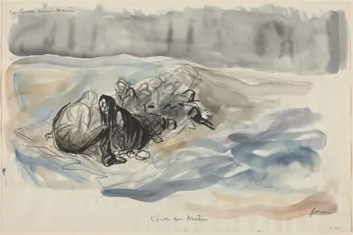 a) La Guerre sous-Marine. L'ecole des Neutres (recto); b) Study of La Guerre sous-Marine. L'ecole des Neutres (verso), by Jean-Louis Forain