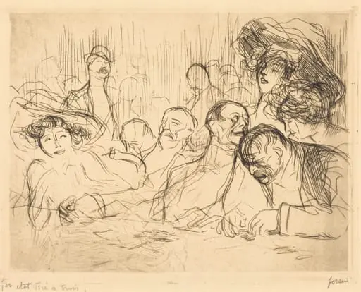A la table de jeu (1ère planche) (At the Gambling Table) (first plate), by Jean-Louis Forain