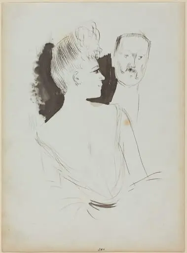 a) Lady and Gentleman in Evening Dress (recto); b) Sketch of Figure (verso), by Jean-Louis Forain