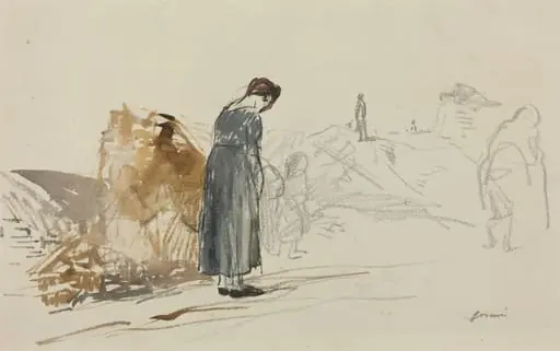 a) Les Allemandes sont partis (recto); b) Sketch of a Man (verso), by Jean-Louis Forain