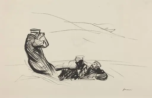 a) Looking for the Enemy (recto); b) Sketch for Looking for the Enemy (verso), by Jean-Louis Forain
