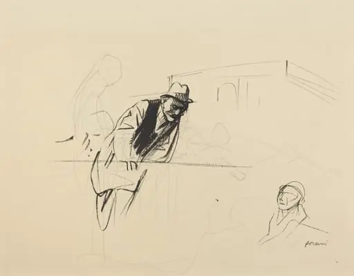a) Negotiations at the Trianon Palace, Versailles (recto); b) Study for Negotiations at the Trianon Palace, Versailles (verso), by Jean-Louis Forain