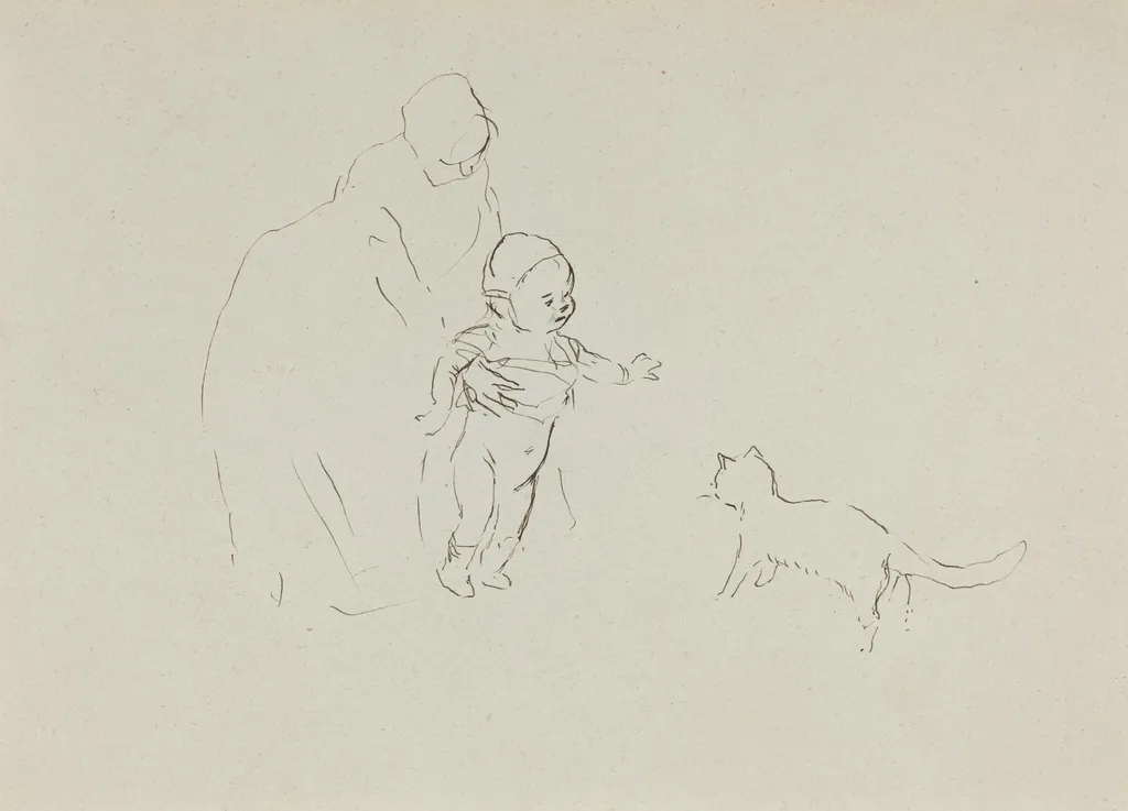 a) Nurse and Child (recto); b) Man on Horseback (verso), by Jean-Louis Forain, ink, 1892