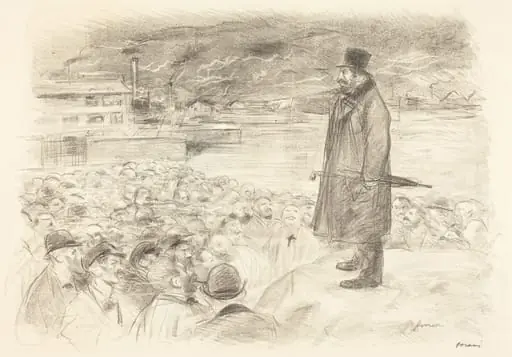 a) Scène de grève (3e planche) (Scene of a Strike) (third plate) (recto); b) Untitled (verso), by Jean-Louis Forain