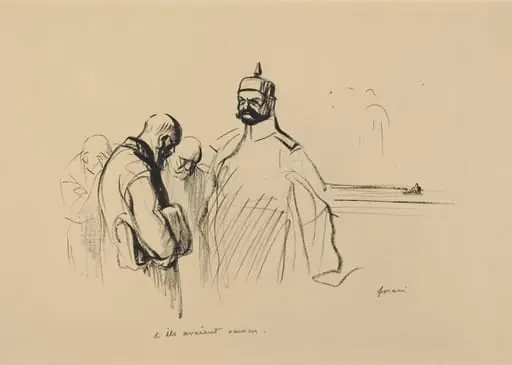 a) Si ils avaient vaincu (recto); b) Sketch of Si ils avaient vaincu (verso), by Jean-Louis Forain