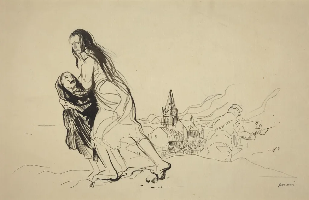 After Douai, by Jean-Louis Forain, ink, 1918