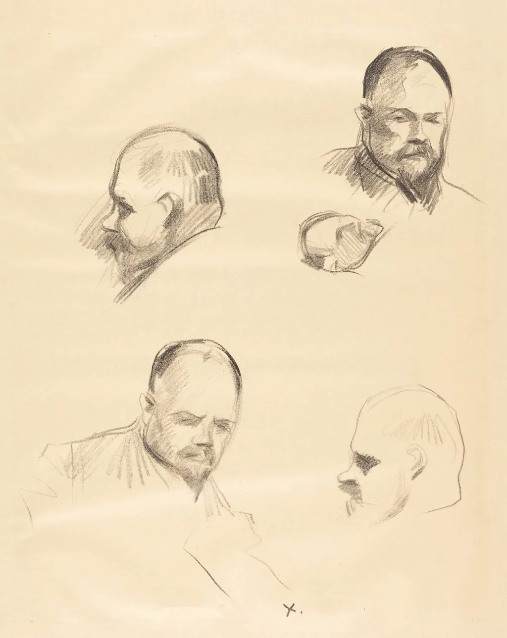 Ambroise Vollard, quatre esquisses (Ambroise Vollard, four sketches), by Jean-Louis Forain, ink, 1910