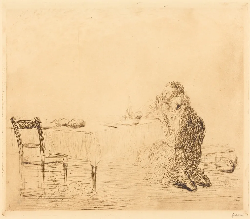 Après l'apparition (2e planche) (After the Vision) (second plate), by Jean-Louis Forain, ink, 1904