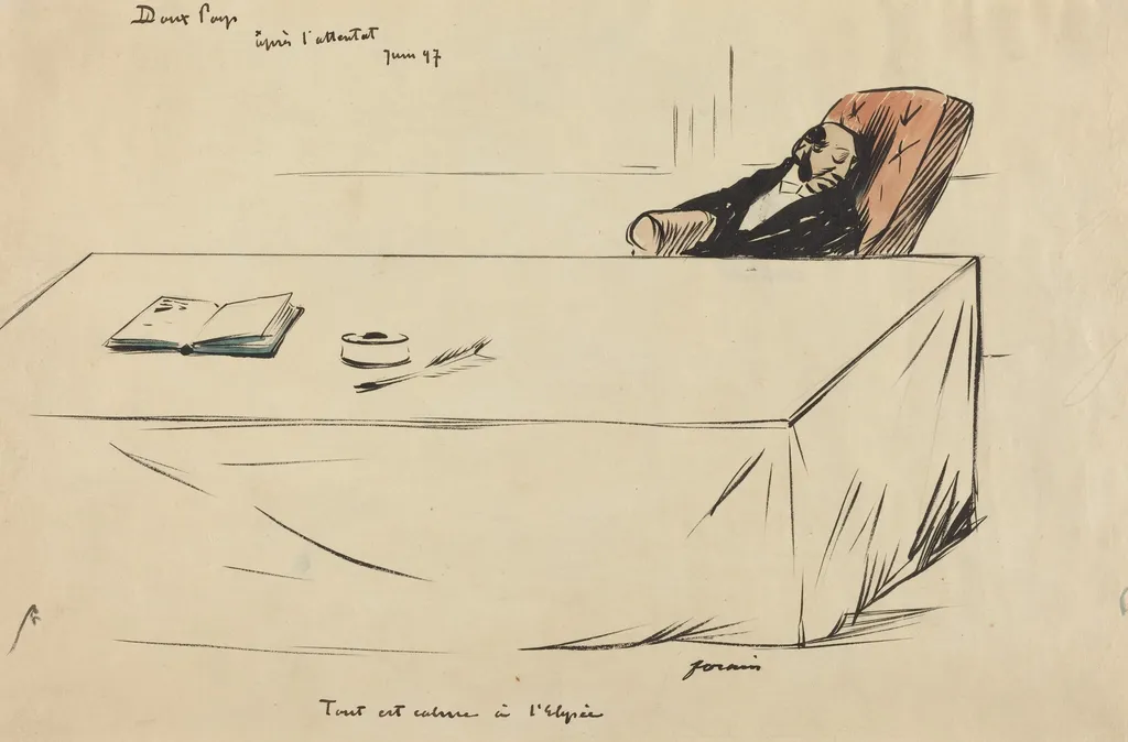 Apres l'attentat, Juin '97, by Jean-Louis Forain, ink, 1897