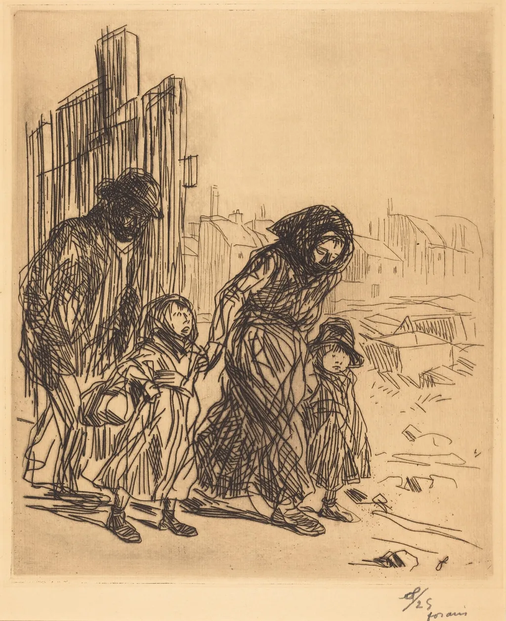 Après la saisie (After the Seizure), by Jean-Louis Forain, ink, 1908