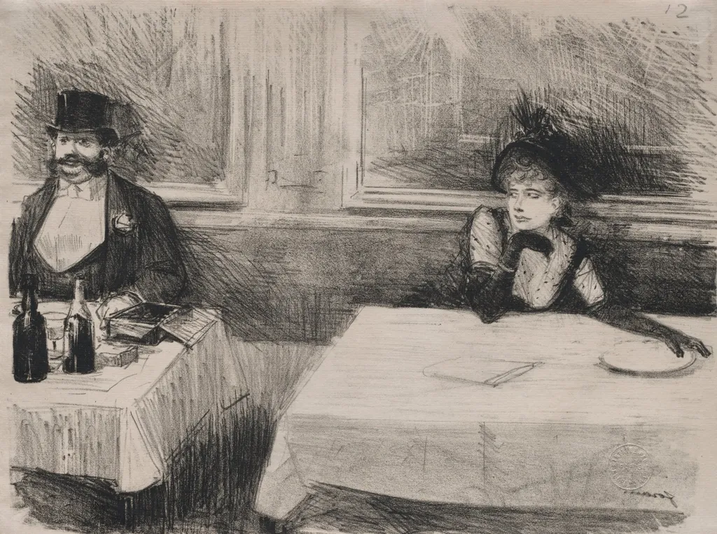 At the Restaurant, by Jean-Louis Forain, 1890