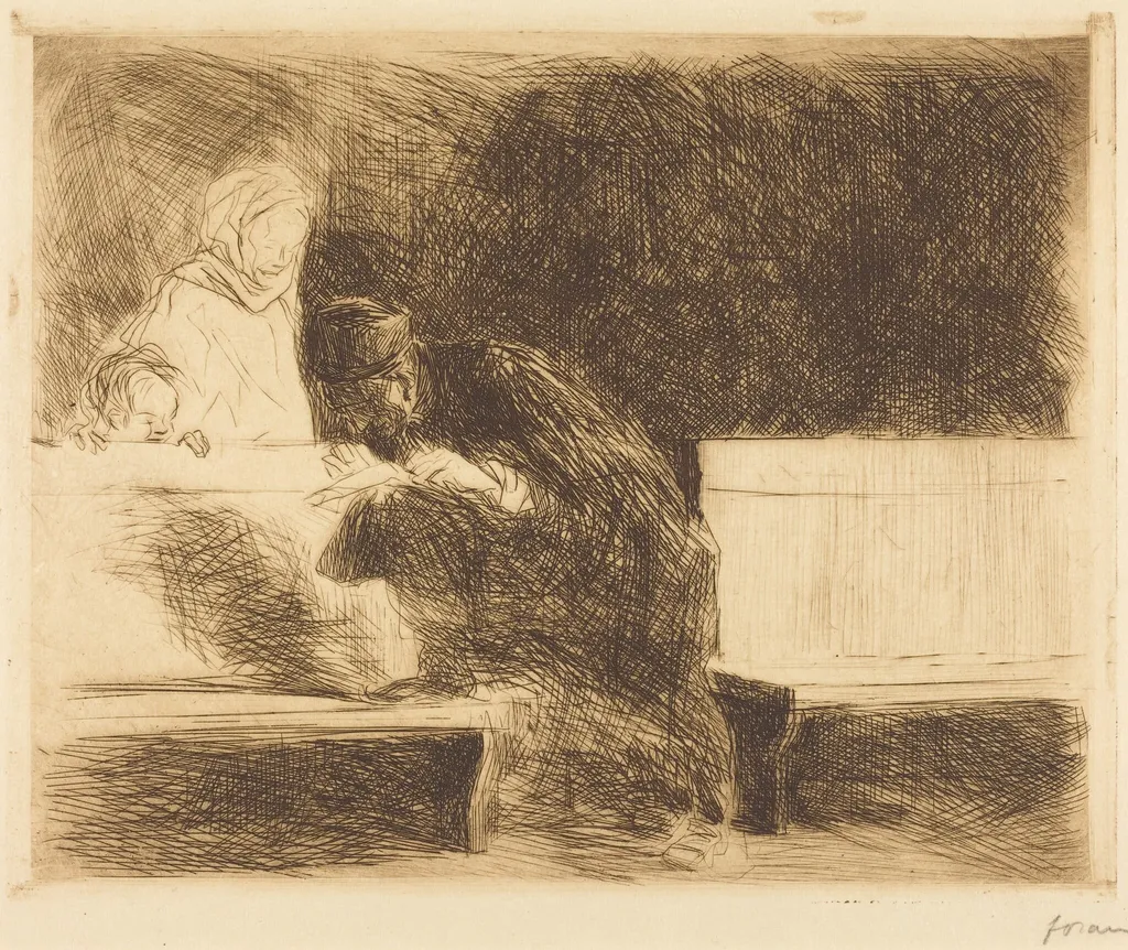 Avocat compulsant un dossier (Lawyer Going through a Brief), by Jean-Louis Forain, ink, 1909