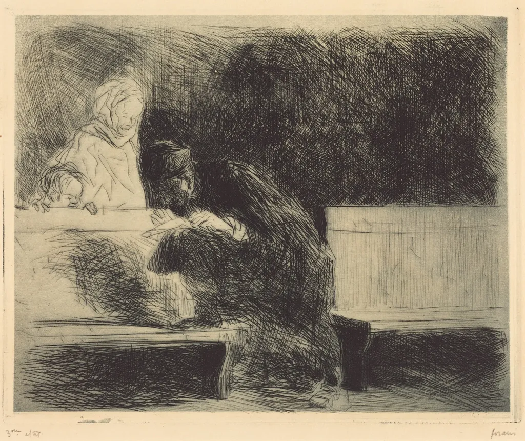 Avocat compulsant un dossier (Lawyer Going through a Brief), by Jean-Louis Forain, ink, 1909