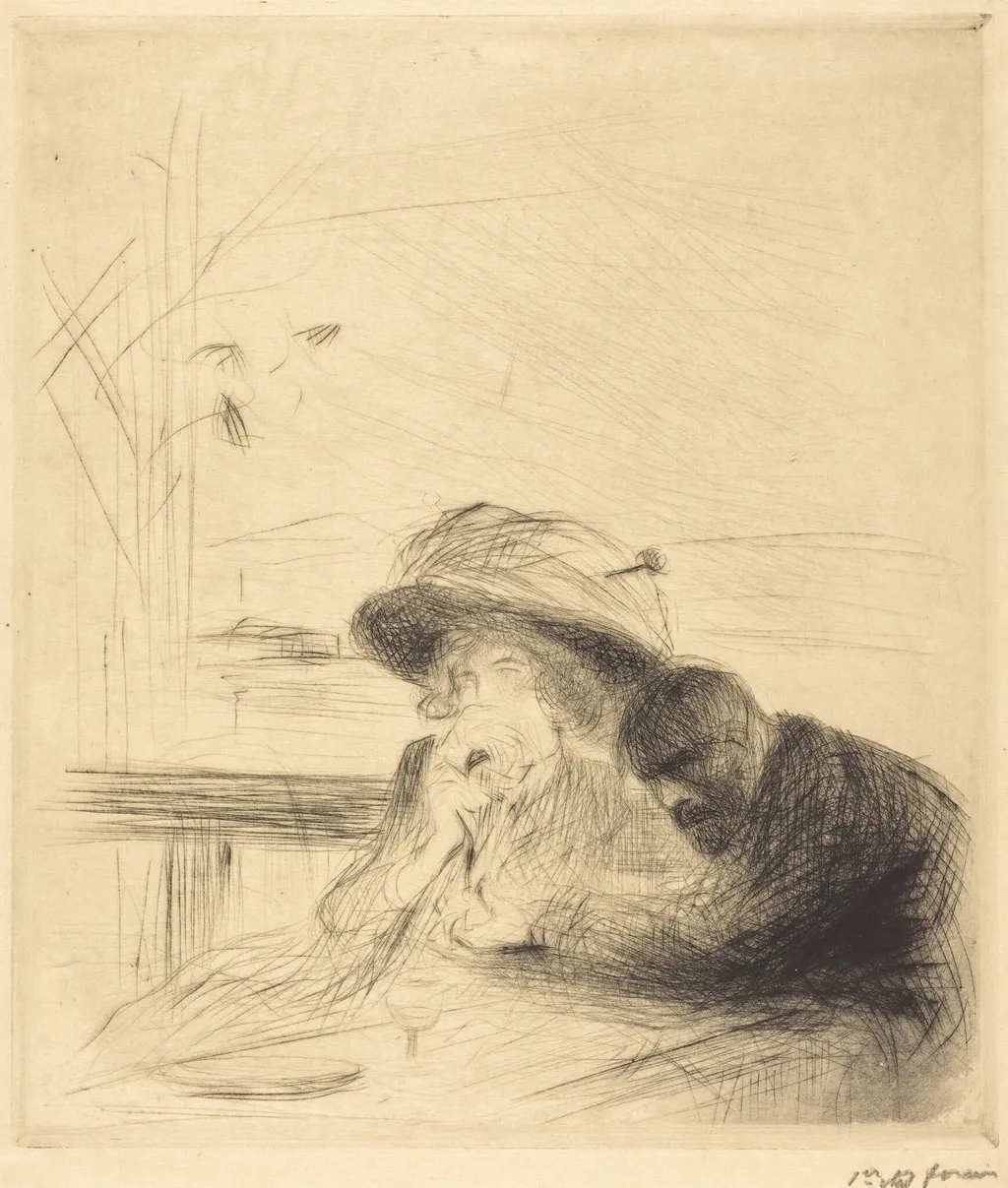 C'est fini!...(grande planche) (It is Finished!...) (large plate), by Jean-Louis Forain, ink, 1910