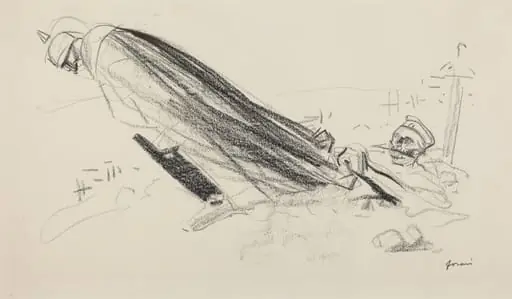 Ceux de la priemiere heure.  "Sire! ou en somme-nous de "la guerre fraiche et joyeuse"?...", by Jean-Louis Forain