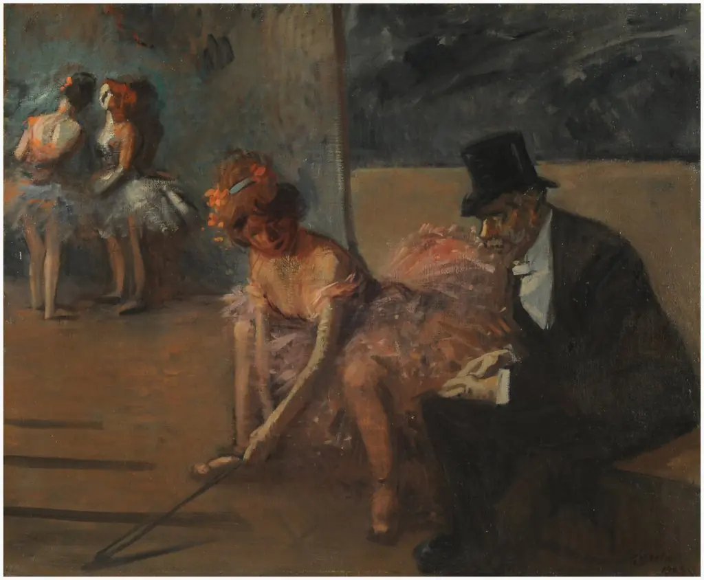 Danseuse et admirateur derrière la scène (Bailarina y admirador tras la escena), by Jean-Louis Forain