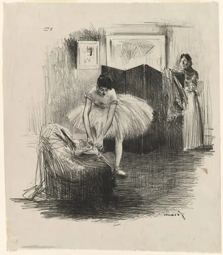 Danseuse rattachant son chausson (Dancer Tying Her Slipper), by Jean-Louis Forain