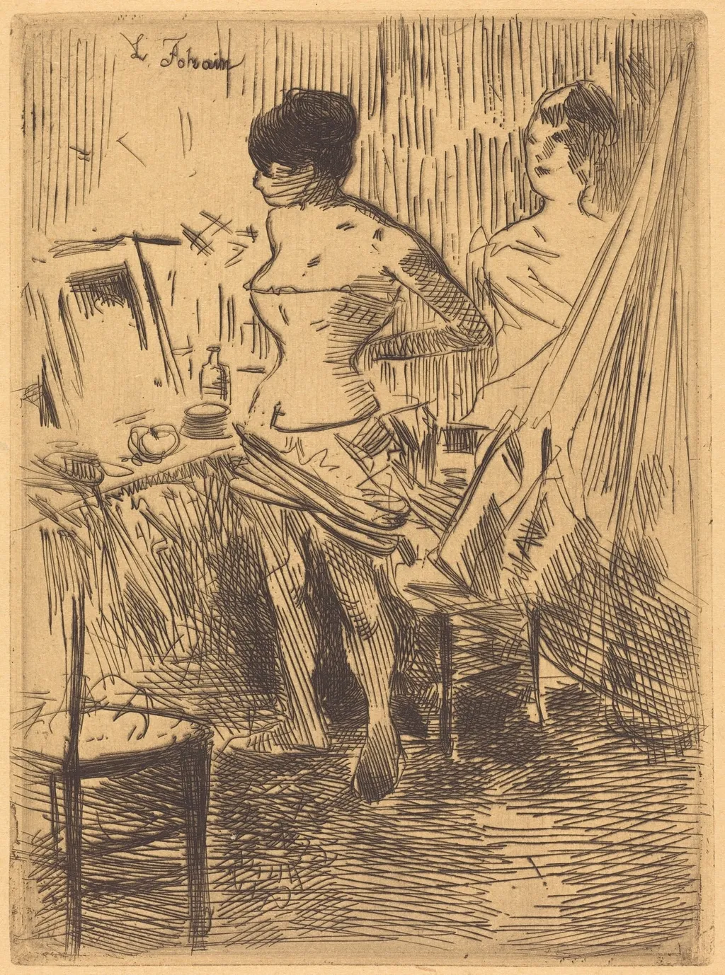 Danseuses dans leur loge (Dancers in Their Dressing Room), by Jean-Louis Forain, ink, 1876