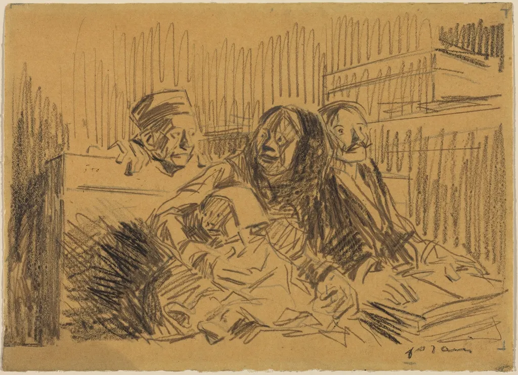 Defenseur et Accuse, by Jean-Louis Forain, graphite, 1908