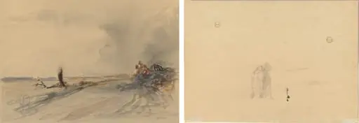 Devastated Land (recto); Figures in a Landscape (verso), by Jean-Louis Forain