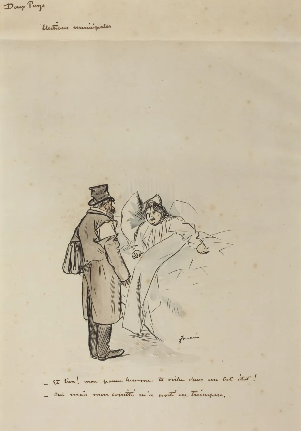 Elections Municipales, by Jean-Louis Forain, ink, 1897