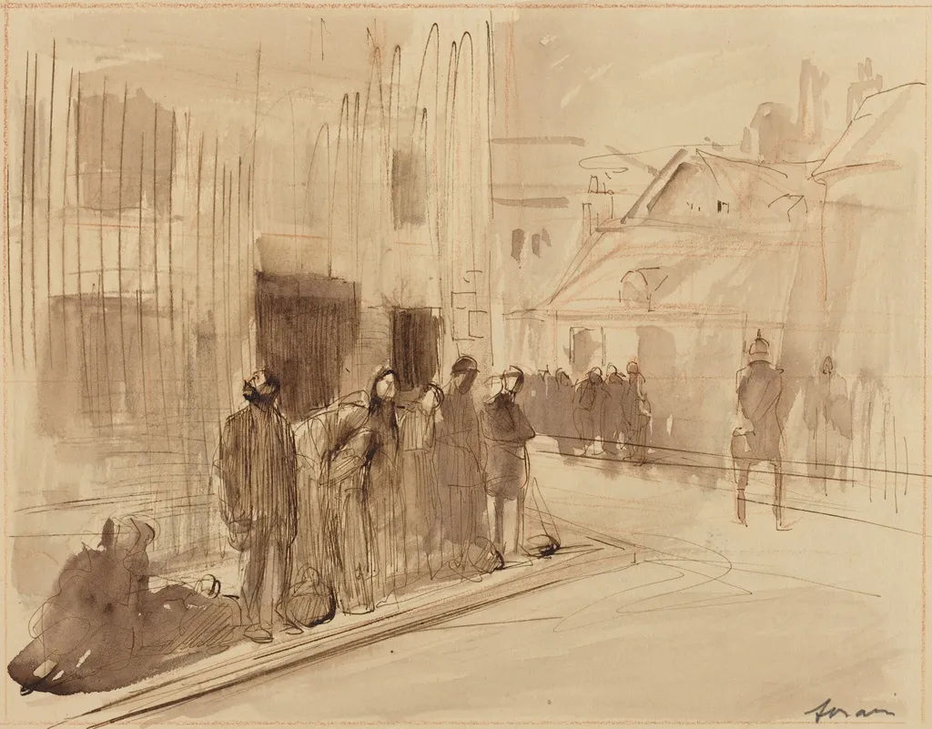 En esclavage, by Jean-Louis Forain, ink, 1916