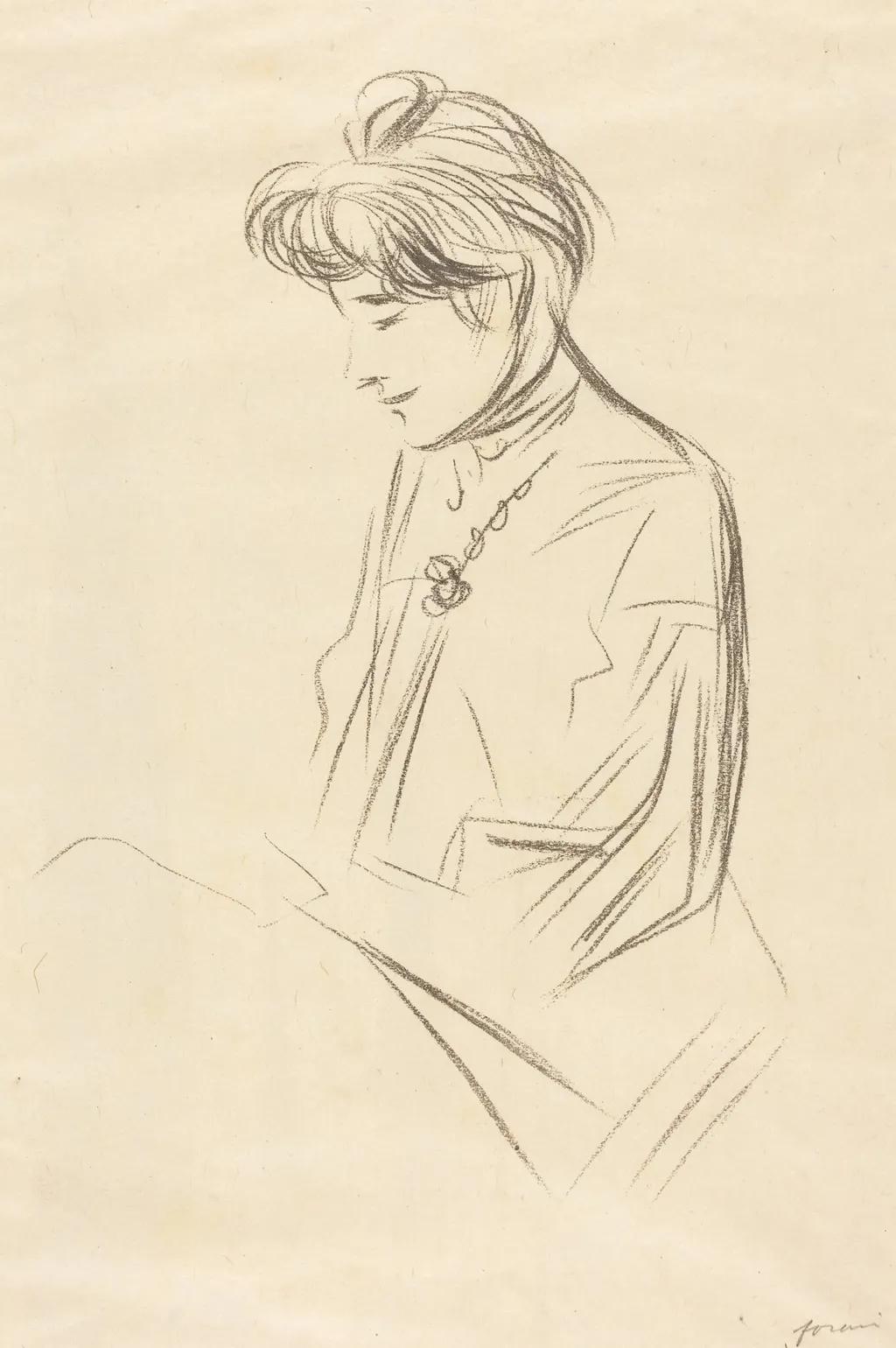 Etude de femme assise, en buste de profil (Study of a Seated Woman, Half-Length in Profile), by Jean-Louis Forain, ink, 1903