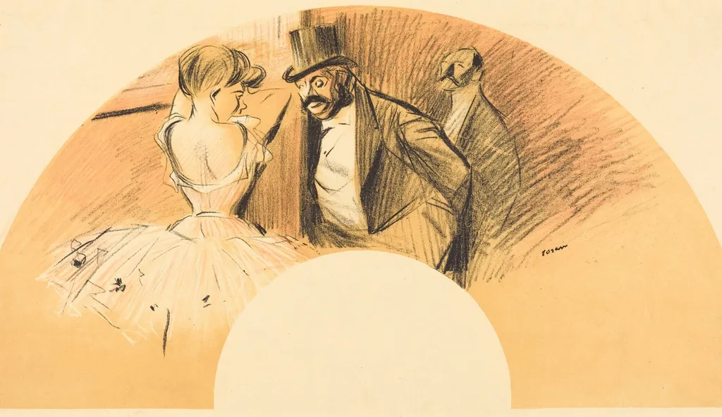 Eventail (pour le bal Gavarni) (Fan (for the Gavarni Ball)), by Jean-Louis Forain, ink, 1903