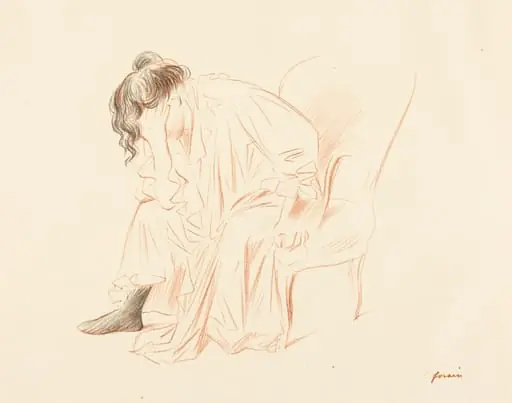 Femme assise, la tête dans la main droite (Seated Woman with Her Head Resting on Her Right Hand), by Jean-Louis Forain