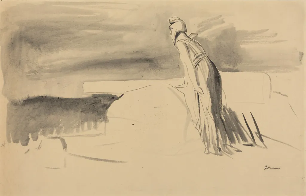 France Watching, by Jean-Louis Forain, ink, 1916